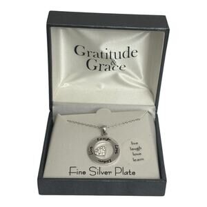 Silver Plated 18” Necklace Live, Laugh, Love, Learn In Original Box